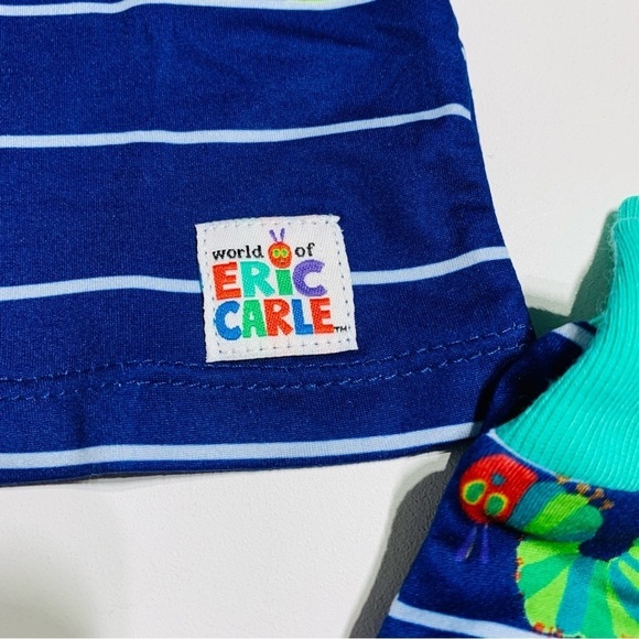 ERIC Carle Very Hungry Caterpillar toddler Navy Pajamas - Picture 2 of 3